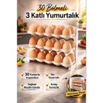 MasterCar 3 Katlı Yumurta Rafı 30 Bölmeli Buzdolabı Düzenleyici Raf Tezgah ve Dolap Içi Organizer 24,5X17X21CM - 0 - 3 L