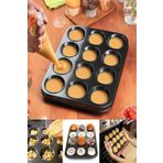 MasterCar Paslanmaz Yapışmaz Çelik 12'li Muffin Kek Kalıbı 26x 38 Cm Cupcake Kalıbı 1. Sınıf Malzeme Kek Kalıp