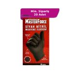 MasterForce Siyah 50'li Pudrasız Large Nitril Muayene Eldiveni