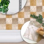 Master_GGGGG Fayans çıkartması, kahverengi kare 15 cm x 15 cm fayans çıkartması, banyo, mutfak, çocuk odası, TV arka planı, dekorasyon, su geçirmez, kendinden yapışkanlı