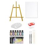 Mastermix Akrilik Boya Seti 60 cc 6 Pastel Renk Masaüstü Şövale Seti Tuval Seti 35x50 Boyama Seti
