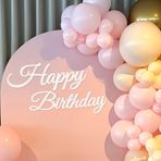 MASTRON Mutlu Yıllar Işareti Arka Plan için - Beyaz 'Mutlu Yıllar' Parti Afiş Çıkartmaları Balon Kemer Duvar Dekor Fotoğraf Arka Planlar için