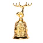 Masyrt Elk El Çanı Geyik Şekilli El Zili Vintage Kaplama İşlemi Paslanmaz Cilalı Kaplama Metal Yemek Masası için El Zili (Altın)