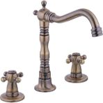 Mat Gold Ankastre Batarya Üç Girişli Vintage Ankastre Musluk Antik Gold Pirinç Lavabo Bataryası