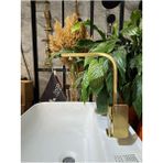 Mat Gold Lavabo Bataryası Dore Fırçalanmış Gold Lavabo Musluğu Kare Tasarım Batarya