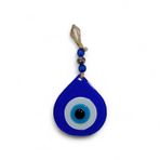 Mat Mavi Renkli Damla Şekilli Cam Nazar boncuğu (8,5x10 cm ebadında) İp dahil 18 cm boyunda asma süsleme hediyelik eşya