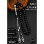 Mat Oniks Tesbih Erkek Doğal Taş Tesbih 8 mm BT056 - Siyah - Gri