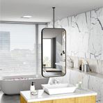 Mat Siyah Banyo Aynası Modern Büyük Dikdörtgen Makyaj Aynası Çiftlik Evi Banyo Dekoru için Duvar veya Tavan Asılı Makyaj Tıraş Aynası Salon Aynaları Ev Dekoru için (50 cm x 60 cm)