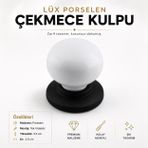 Mat Siyah Beyaz Porselen Düğme Mobilya Mutfak Çekmece Dolap Dolabı Kulpu Kulbu Kulpları