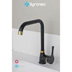 Mat Siyah Lotus Mutfak Eviye Bataryası Nano Teknoloji Altın Musluk