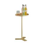 Mat Tepsi Yüzeyli Modern Yuvarlak Vurgulu Yan Sehpa Oturma Odası ve Yatak Odası için Metal Yapı Komidin İç ve Dış Mekan Sehpa 11 "Çap x 22" H Altın Rengi