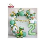 Mat Yeşil 2 Yaş Ayaklı Timsah Folyo Balon Happy Birthday Kaliğrafi Yeşil Gold Doğum Günü Parti Seti
