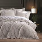 Mata Çeyiz Bella Home 7 Parça Nisan Çift Kişilik Pike Yatak Örtüsü Gelin Seti %100 Organik Pamuk - Yeni Renkler - Bej - 240 x 260 cm