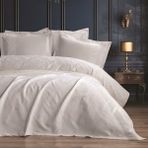 Mata Çeyiz Bella Home 7 Parça Nisan Çift Kişilik Pike Yatak Örtüsü Gelin Seti %100 Organik Pamuk - Yeni Renkler - Krem - 240 x 260 cm