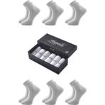Matateks Bambu Erkek Düz Yarım Konç Çorap 200 Iğne Dikişsiz Premium 6’lı Kutulu - 1BW-Beyaz - 41 - 44