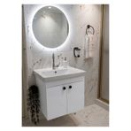 MatBeyaZ Banyo lavabo altı dolap banyo dolabı LAVABO HARİÇTİR 54cm MDF lavabo üstü 60cm olana uygundur