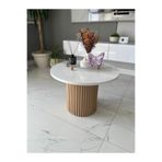 MatBeyaZ Bohem Dekoratif Ayaklı Çıtalı Yuvarlak Oval Orta Sehpa Beyaz 72 Cm Üst Çaplıdır