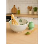 MATCHİVA Seramik Matcha Çay Seti, 4 Parça, Yeşil Boyalı, Geleneksel Japon Tasarımı, Bambu Çırpıcı ve Stand, 290cc Kase