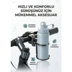 Matechno Ayarlanabilir Gidon Bağlantılı Içecek Tutucu | Motosiklet & Bisiklet Termos, Bardak, Matara Uyumlu - Siyah