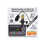 MATECHNO Profesyonel Podcast Yayıncı Mikrofon Seti – Ses Kartlı, Efektli, Canlı Yayın & Stüdyo Kiti