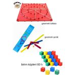 Matematik Metaryelleri Geometri Şeridi, Geometri Tahtası Ve Birim Küpleri 3 Ü Bir Arada