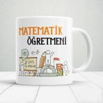 Matematik Öğretmeni Yazılı Öğretmenler Günü Hediyelik Baskılı Kupa - Beyaz - 300 ml