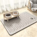 Matgo 50x70 cm Çizgi Patili Kaymaz Krem Rengi Kedi Köpek Mama Paspası