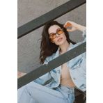 Mathilda Aksesuar Chunky Frame Vintage Siyah Turuncu Güneş Gözlüğü