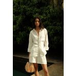 mathilda store Kadın Beyaz Keten Special Edition Oversize Gömlek