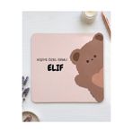 matizya Kişiye Özel İsimli Ayıcık Desenli Kare Mousepad Kaymaz Tabanlı Ofis ve Çalışma Masası Mouse Pad 19x23 cm