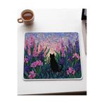 matizya Yıldızlı Gece Kedi Mousepad | Sanatsal Çiçekli Estetik Masa Pedi 19x23 cm