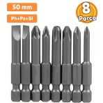 Matkap Ucu Uçları 50 Mm Yıldız Düz Bits Vidalama Uç Seti Ph+Pz+Sl 8 Parça