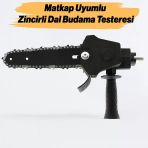 Matkap Uyumlu Zincirli Dal Budama Testeresi Ahşap Sunta Mdf Kesme Aparatı Tutma Kollu Zincir Dahil
