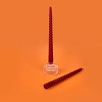 Matmel 2'li Burgu Şamdan Mumu - Metalik Bordo - 25 cm - Çok Renkli - 6