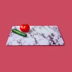 Matmel Mermer Desenli Cam Kesme Tahtası - Beyaz - 30X40 cm - Çok Renkli - 5