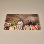 Matmel Sebze Desenli Cam Kesme Tahtası - Renkli - 20X30 cm - Çok Renkli - 5