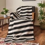 Matmel Soft Çizgili Pamuklu Tv Battaniyesi - Siyah / Beyaz - 130X170 cm - 100 x 100 cm - Çok Renkli