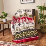 Matmel Soft Nordic Pamuklu Tv Battaniyesi - Kırmızı / Yeşil - 130X170 cm - Renkli - 100 x 100 cm