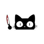 Matomo_Black Cat with Knife WTF Karikatür Komik Vinil Çıkartma Oto Araba Kamyon Duvar Dizüstü Bilgisayar | Çıkartma | Çıkartma | 6,3 inç
