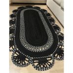 Matrix Jüt Kilim, Paspas, Mutfak Halısı, Banyo Paspası, Kilim, Halı, Oturma Odası Halısı - Siyah - Beyaz - 80 x 200 cm