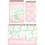 Matt Not Tutacağı 3'lü Spiralli Masaüstü Planlayıcı Set Pembe Renk 24x17 cm ve 14x20 cm Ölçüler