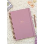 Matt Notebook 20X28 cm A4 Lastikli Spiralli Sert Kapak Not Defteri Kareli Gül Kurusu