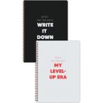 Matt Notebook A4 Spiralli Okul Defteri 80 Yaprak 2'li Set – Çizgili & Kareli - Siyah