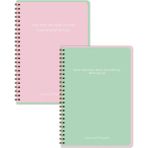 Matt Notebook A5 Spiralli Okul Defteri 80 Yaprak 2'li Set – Çizgili & Kareli - Pembe