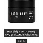 Matte Clay Paste – Erkekler Için Mat Bitişli Orta Tutuşlu Saç Şekillendirici Wax 50 ml
