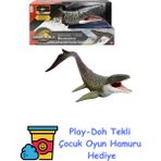 Mattel Jurassic World Rebirth Devasa Mosasaurus Aksiyon Figürü, 2 Saldırı Hareketine Sahip Dinozor Oyuncağı, Filmden Uyarlanan Tasarım, Bükülebilir Eklemler, JGB51 + Play-Doh Oyun Hamuru