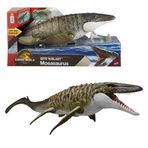 Mattel Jurassic World Rebirth Mosasaurus aksiyon figürü ve mini Dilophosaurus, geniş çeneli dinozor oyuncağı, filmden uyarlanan tasarım, bükülebilir eklemler, dijital oyunlar, JCH00