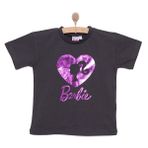 Mattel Kız Bebek Tişört Barbie Bisiklet Yaka Kısa Kol Antrasit 2 Yaş -