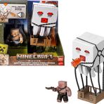 Mattel Minecraft Filmden ilham alan aksiyon figürü seti, ışıklar, sesler ve ateş topu fırlatma özelliğiyle balon figürü, fırlatıcı ve disk, piglin savaşçısı, JFB69