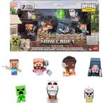 Mattel Minecraft oyuncak seti ve 7 mini aksiyon figürü, Bir Minecraft Filmi'nden ilham alan Mini Mode Çoklu Paket, Steve ve 3 özel karakter, JFM37